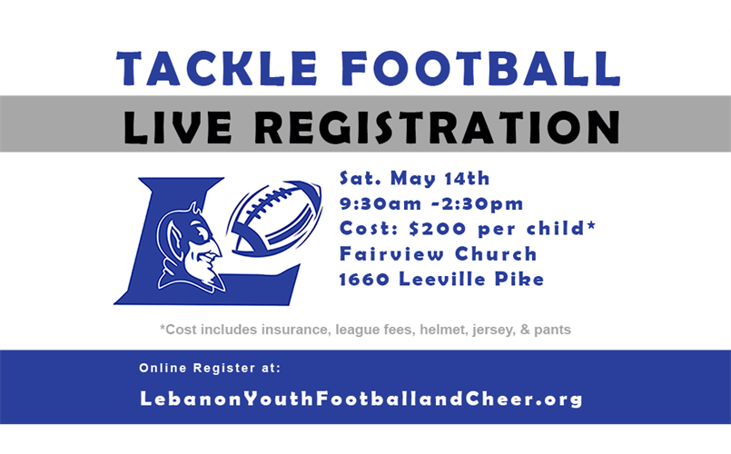 Live Tackle & Cheer Registration - May 14