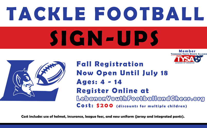 Tackle Football Registration Is Open